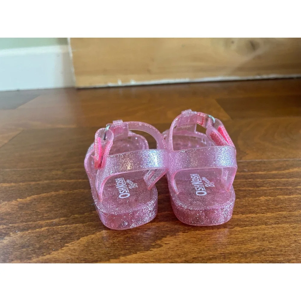 OshKosh B'gosh Marie Pink Glitter Jelly Sandals Fisherman Shoes Toddler Size 5M